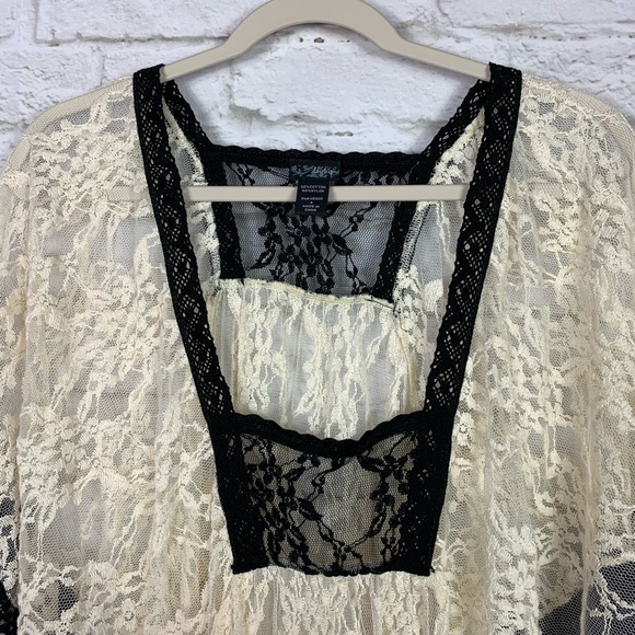 Daytrip Boho Sheer Lace Batwing Dramatic Blouse S - Picture 4 of 7